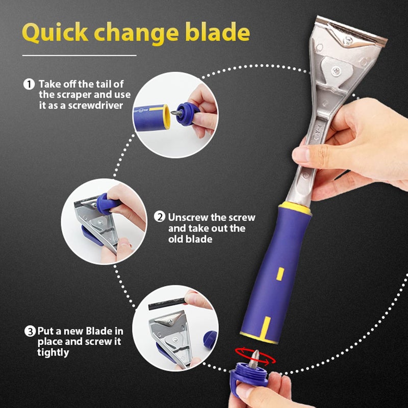 MANUFORE Paint Scraper with 2.5 Inch Double-edged Tungsten Steel Carbide Scraper for removing paint, glue, grout - Image 3